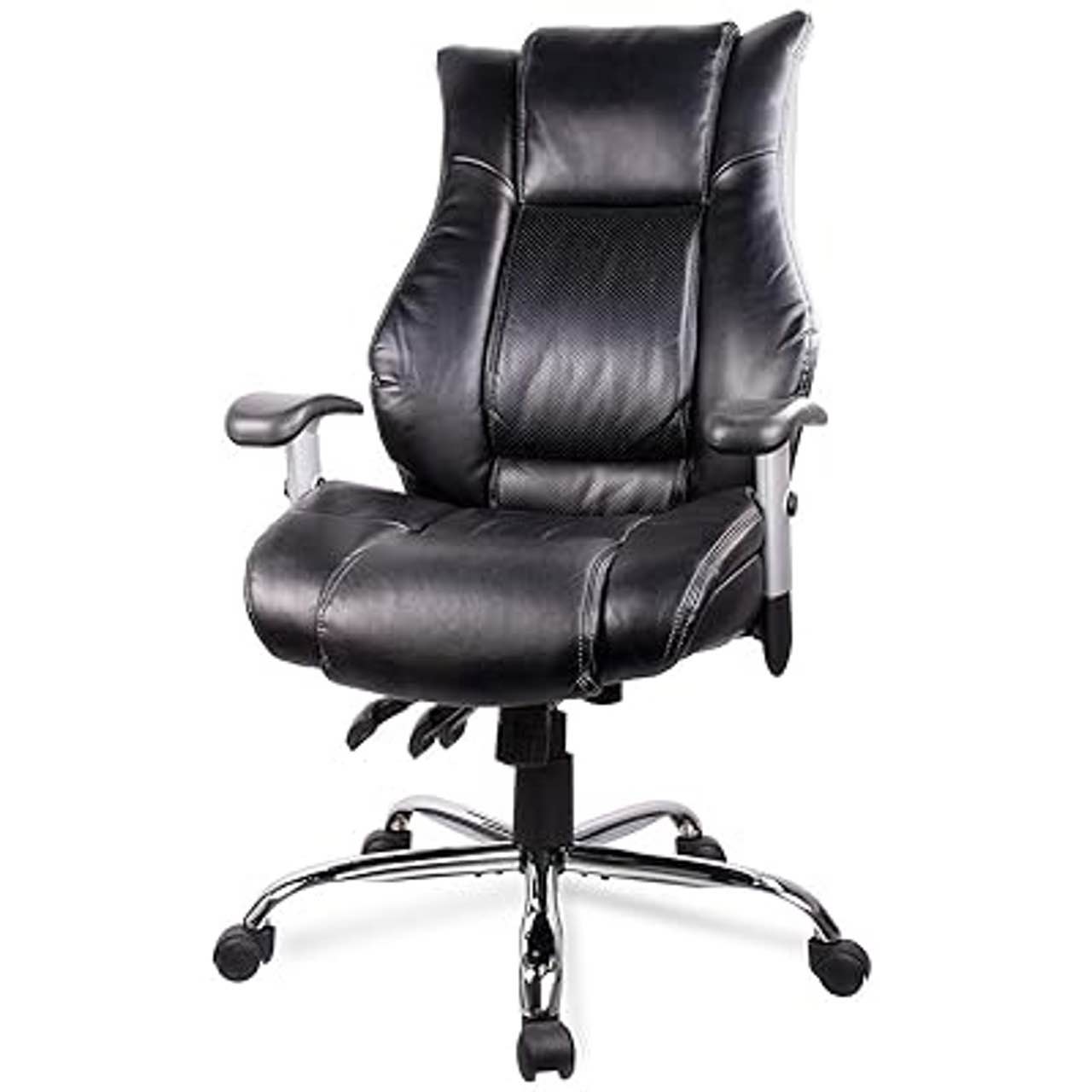 Smugdesk Executive Office Ergonomic Heavy Duty Computer Bonded Leather Adjustable Desk Chair, Swivel Comfortable Rolling, Black