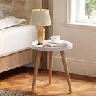 Apicizon Round Side Table, White Nightstand Coffee End Table for Living Room, Bedroom, Small Spaces, Easy Assembly Boho Side Table Home Decor Bedside Table with Glod Wood Legs 16.5 Inch (Gold)