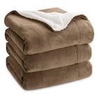 Bedsure Sherpa Fleece Queen Size Blankets for Bed - Thick and Warm Blankets for Winter, Soft and Fuzzy Blanket Queen Size, Camel, 90x90 Inches