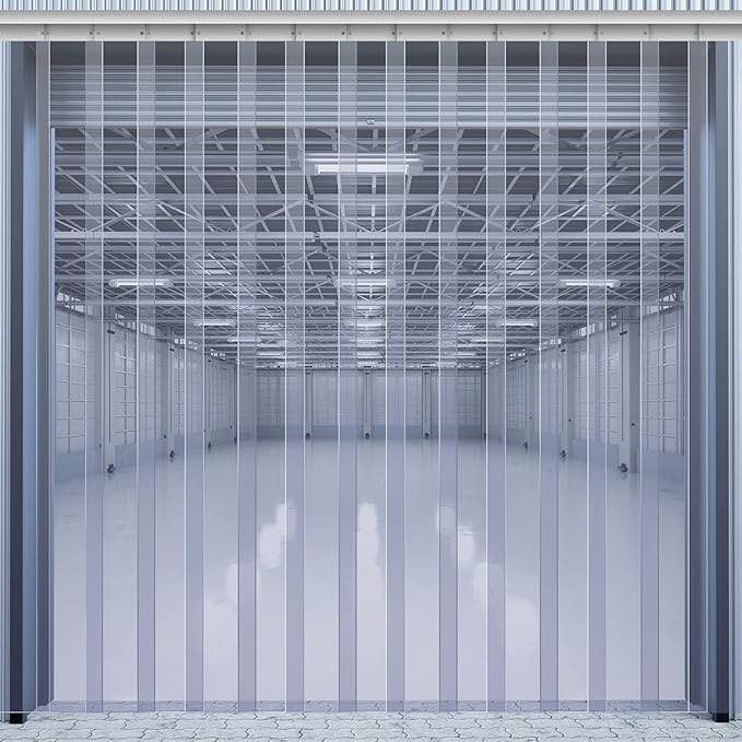 Juexica PVC Strip Door Curtain Kit 0.08'' Thickness Freezer Door Curtain Smooth Waterproof Hurricane Shutters Door for Commercial Walk in Cooler Warehouse Garage Gate Doorway(84 x 48 Inch, 8 Pcs)