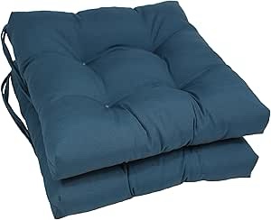 Blazing Needles 16-inch Twill Square Chair Cushion, 16" x 16", Navy 2 Count