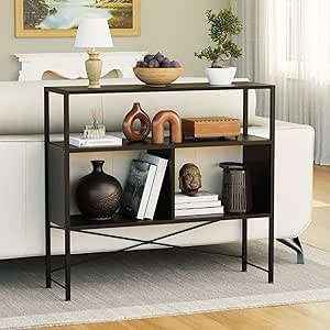 3 Tiers Thin Sofa Table with Storage, Narrow Entrance Console Table, Narrow and Long High Sofa Tables, Console Table Behind Sofa, Narrow Entrance Table for Living Room