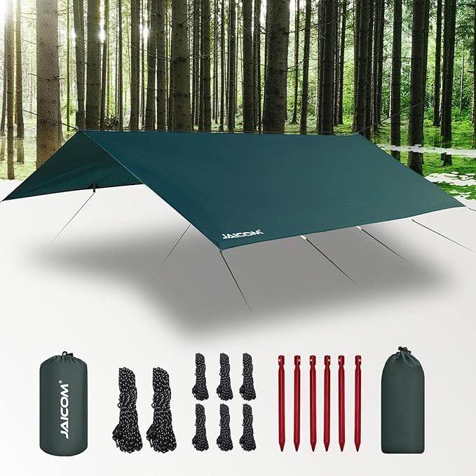 Camping Tarp Waterproof porta Rain Tarp ,Light Green , 10 x 13 ft