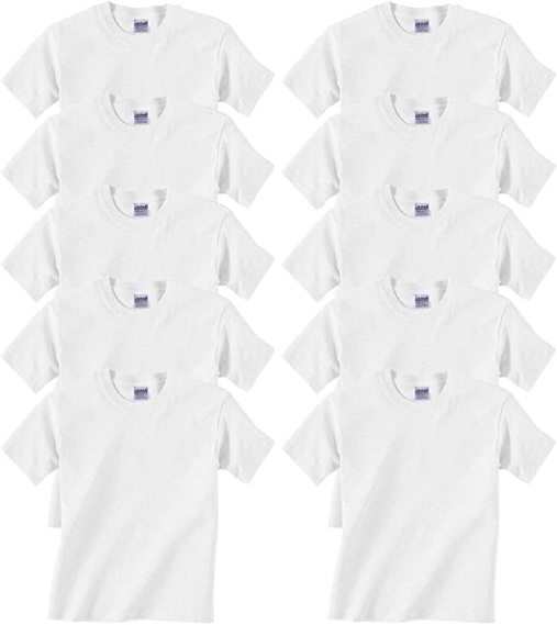 Gildan Youth Heavy Cotton T-Shirt, White, Small ( Pack 24)