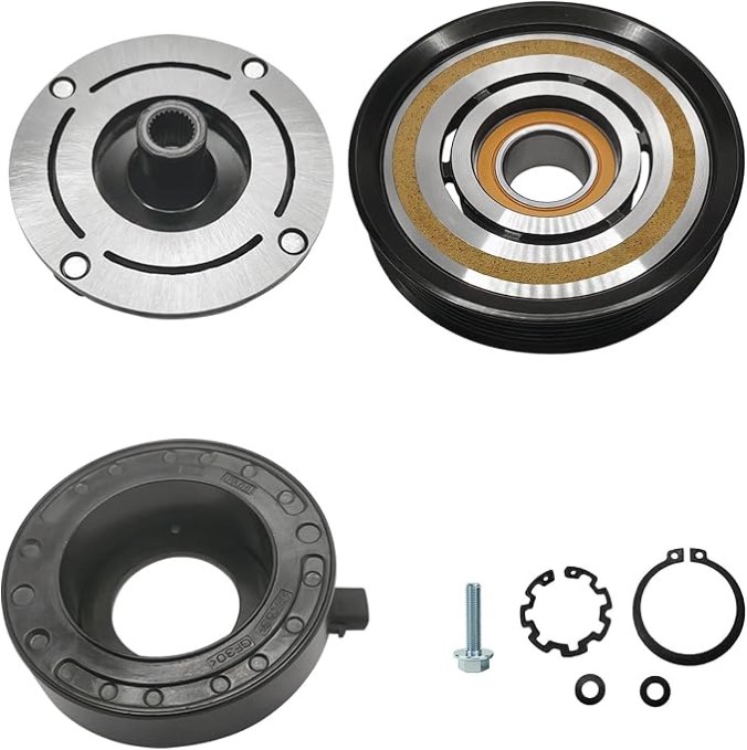 A/C Compressor Clutch Assembly Kit Plate Pulley Bearing Coil 1517 Replacement for Honda Pilot 2008-2015, AC Air Conditioning Compressor Clutch Coil Auto Repair Kit
