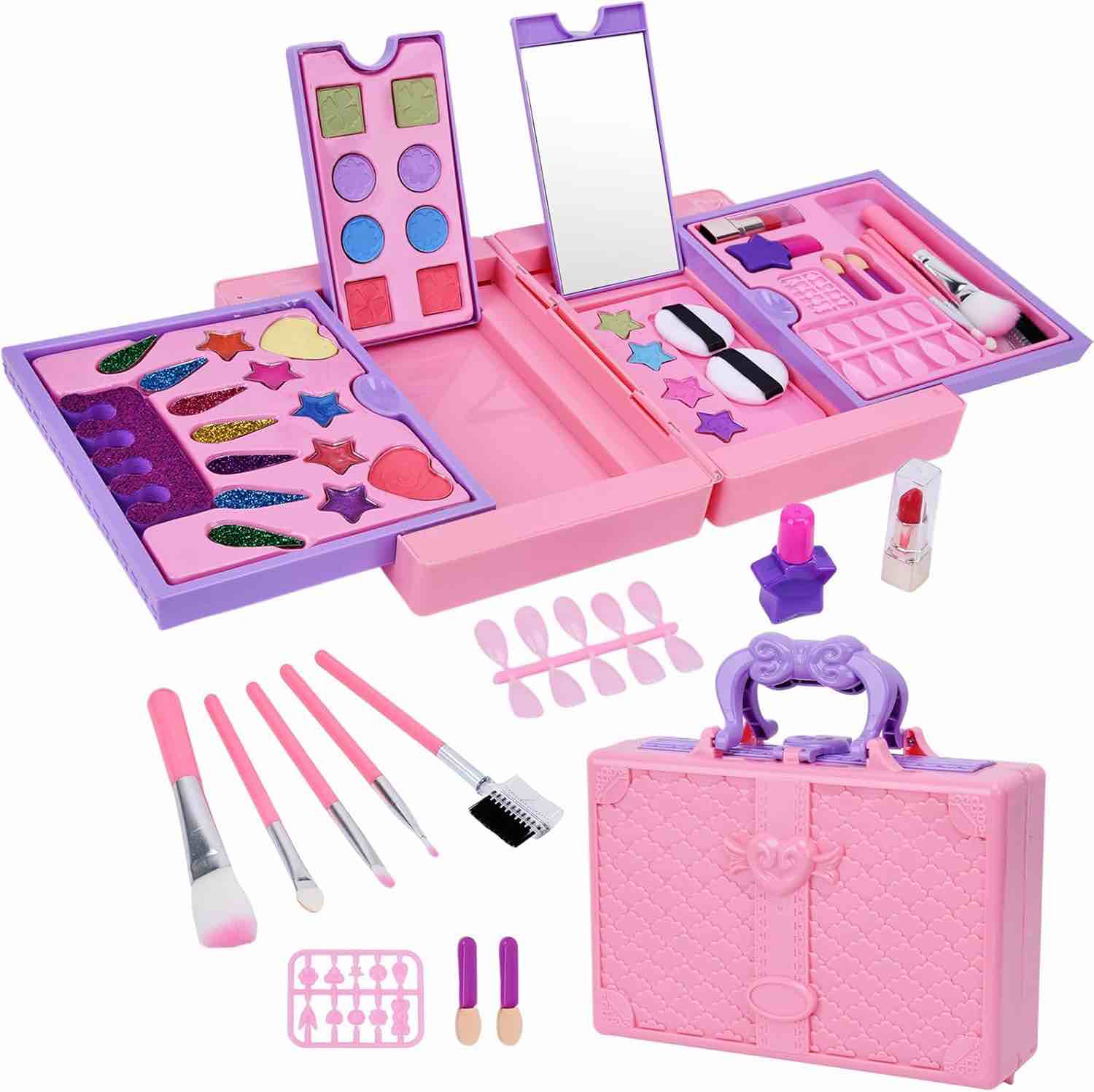Childrens makeup kit for girls, 41 pieces, really washable makeup sets for girls, princess cosmetics setcesa no txico, juguetes con espejo, regalos de cumpleaos para nias de
