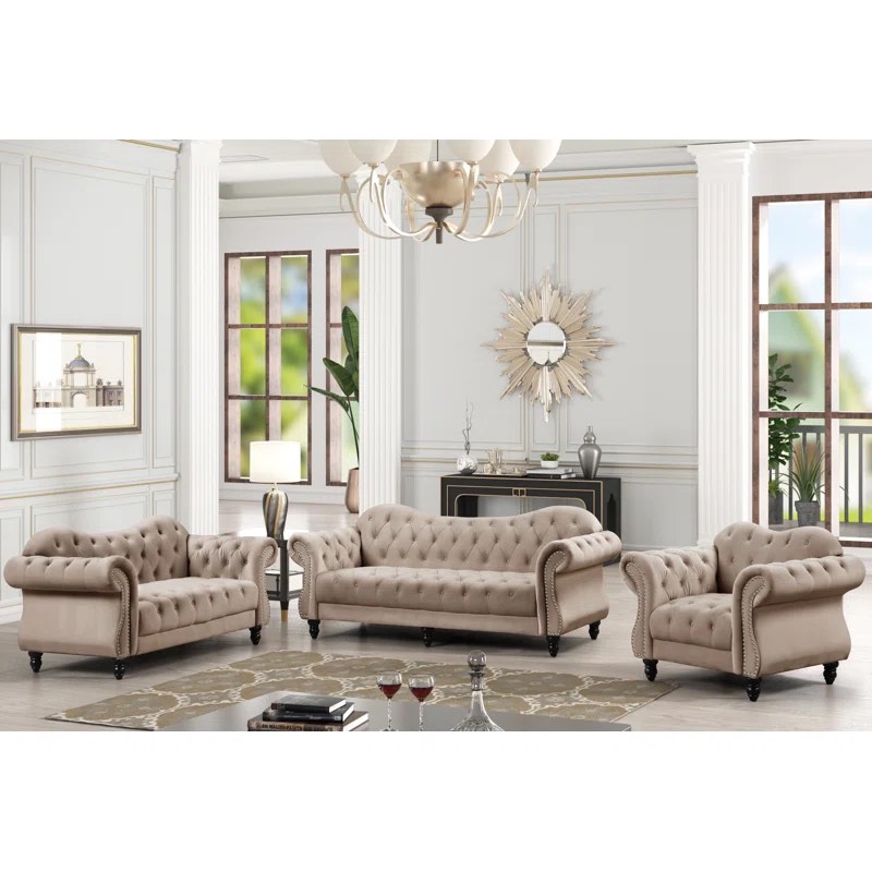 Ilgvars 3 - Piece Velvet Living Room Set