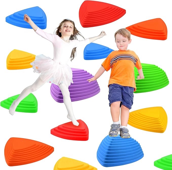 Gentle Monster Stepping Stones for Kids, Set of 11 pcs (8 pcs Available) for Balance with Non-Slip Bottom - Exercise Coordination and Stability