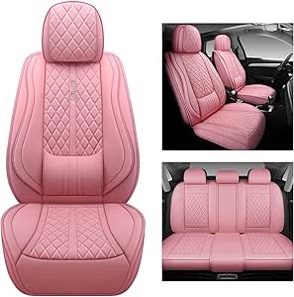 idy01 Pink Leather car seat Covers Full Set, 5-Seater car seat Covers Universal Type Comfortable Smooth and Easy to Scrub, Suitable for Most Cars SUV Pickup Trucks (Pink)