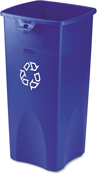 Rubbermaid 356973BE Untouchable Recycling Container, Square, Plastic, 23gal, Blue Roll over image to zoom in Rubbermaid 356973BE Untouchable Recycling Container, Square, Plastic, 23gal, Blue