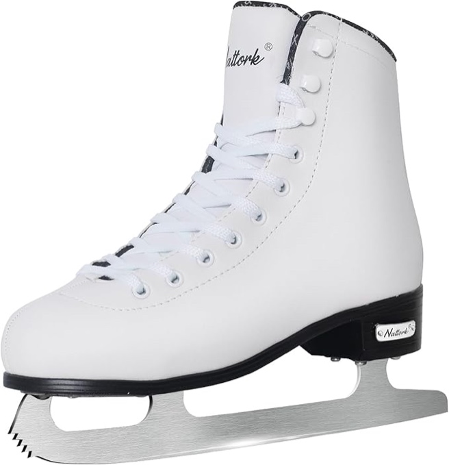 Nattork Figure Skates Excellence Stainless Steel Blades Ice Figure Skating with Enhanced Support Strength Performance and Ultimate Comfort for Youth and Adult (women 11, Men 10)