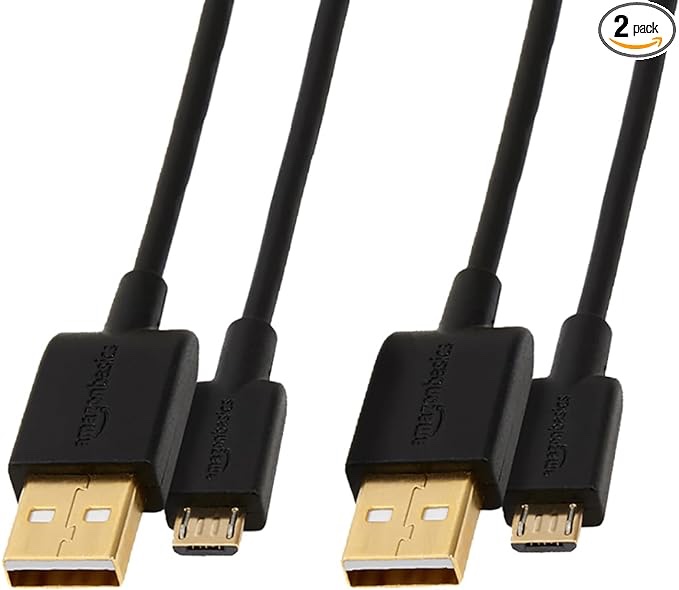 Usb Cables 2-pack, Gold Plated Hi-speed 2.0 Type To Micro-b In Black 10 Feet