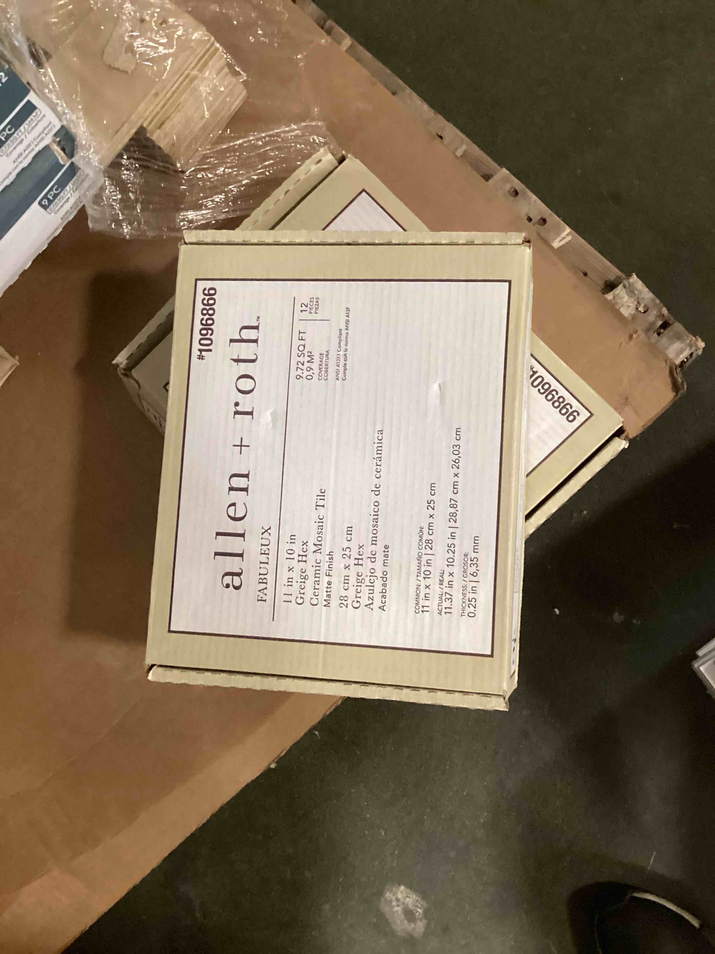 100+ bought last week allen + roth Fabuleux Greige 11 inch x10 inch in Greige hex  Ceramic mosaic Hexagon Mosaic tile 12 pieces 