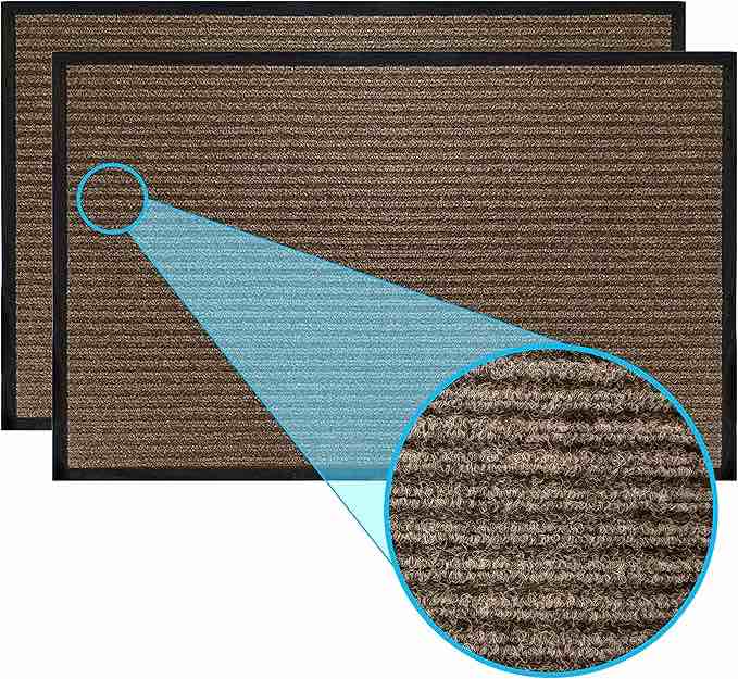 LuxUrux® Durable Rubber Door Mat - Heavy Duty, Slip Resistent, Indoor/Outdoor, Easy to Clean, Waterproof, Low-Profile Entry Mat for Entry, Patio, Garage - High Traffic (17'' x 30'', Striped Gray)
