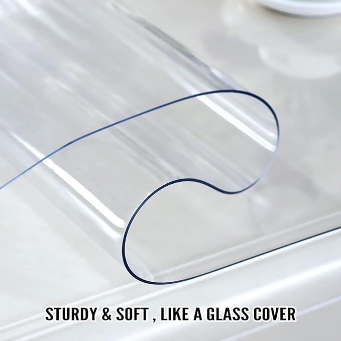Royhom Clear Table Cover Protector 36 x 60 Inch, 2mm Thick Plastic Table Cover, Clear Table Protector for Dining Room Table, Rectangular Table Top Protector for Wood, Countertop, Kitchen Table