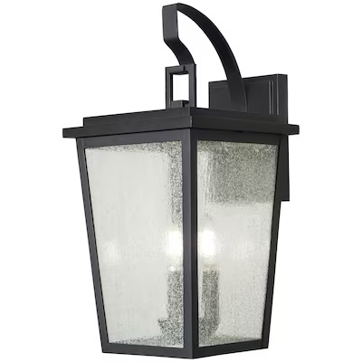 item 4145461 allen + roth Mt Airy 3 -Light 18.25-in H Matte Black Hardwired Outdoor Wall Light