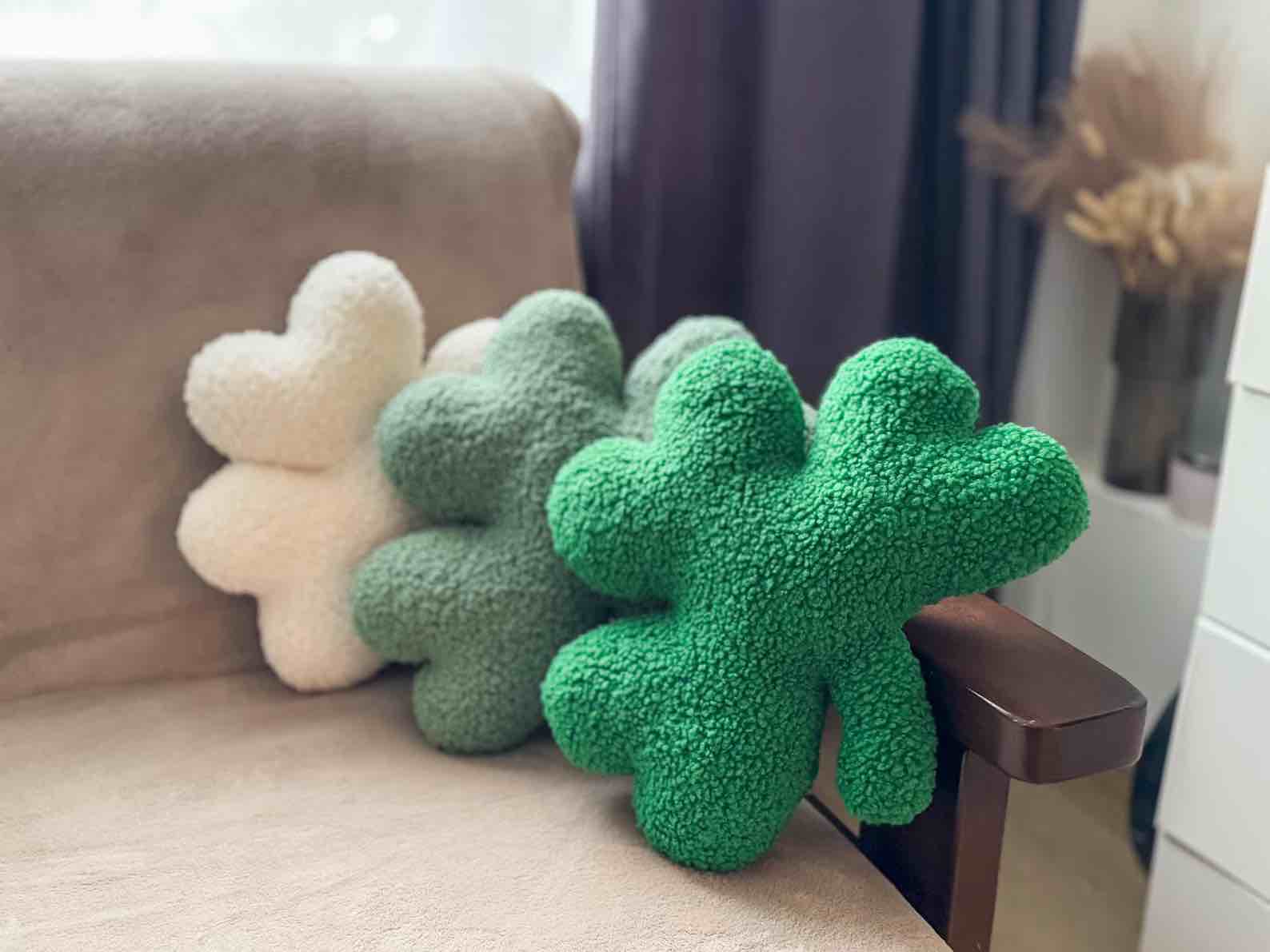 Green Shamrock Pillow - Saint Patrick's Day Decor | 3 Leaf Clover Cusion | Irish Throw Pillow | Green Saint Patrick's Day Party Decor |