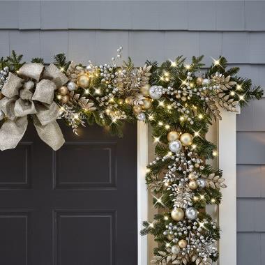 the cordless prelit silver and champagne holiday trim