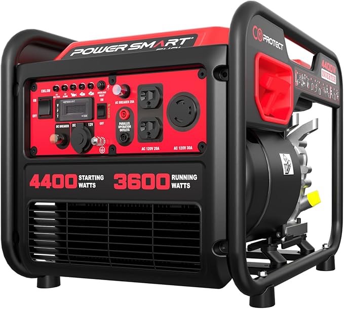 powersmart 4400-watt portable generator with inverter technology, co protect, 30 amp for home use and emergency backup