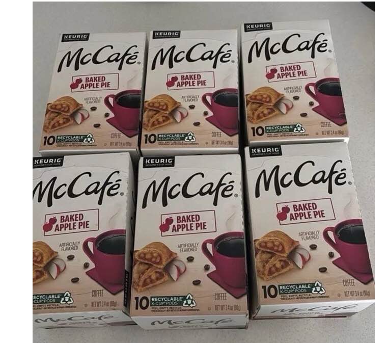 (Best by 16/12/2025)McCafe Baked Apple Pie Coffee, Keurig Single Serve K-Cup Pods, 60 Count, (6 Packs of 10)