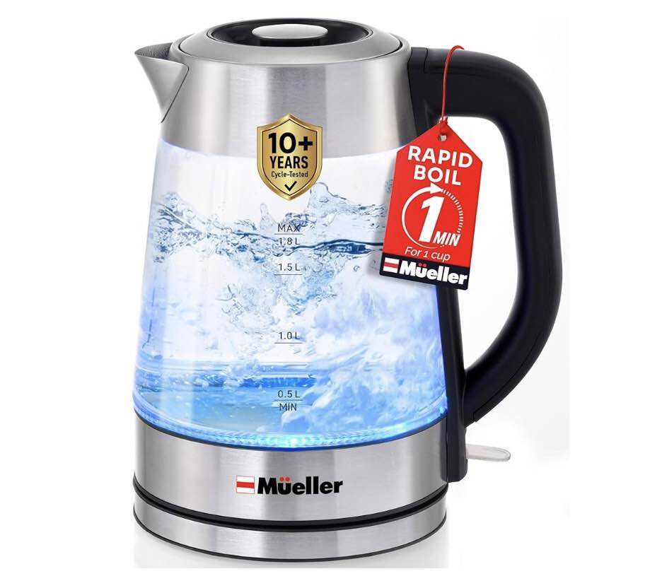 Mueller Electric Kettle Rapid Boil Pro Tea Water Boiler 1.8L 1500W LEDs MKX-777