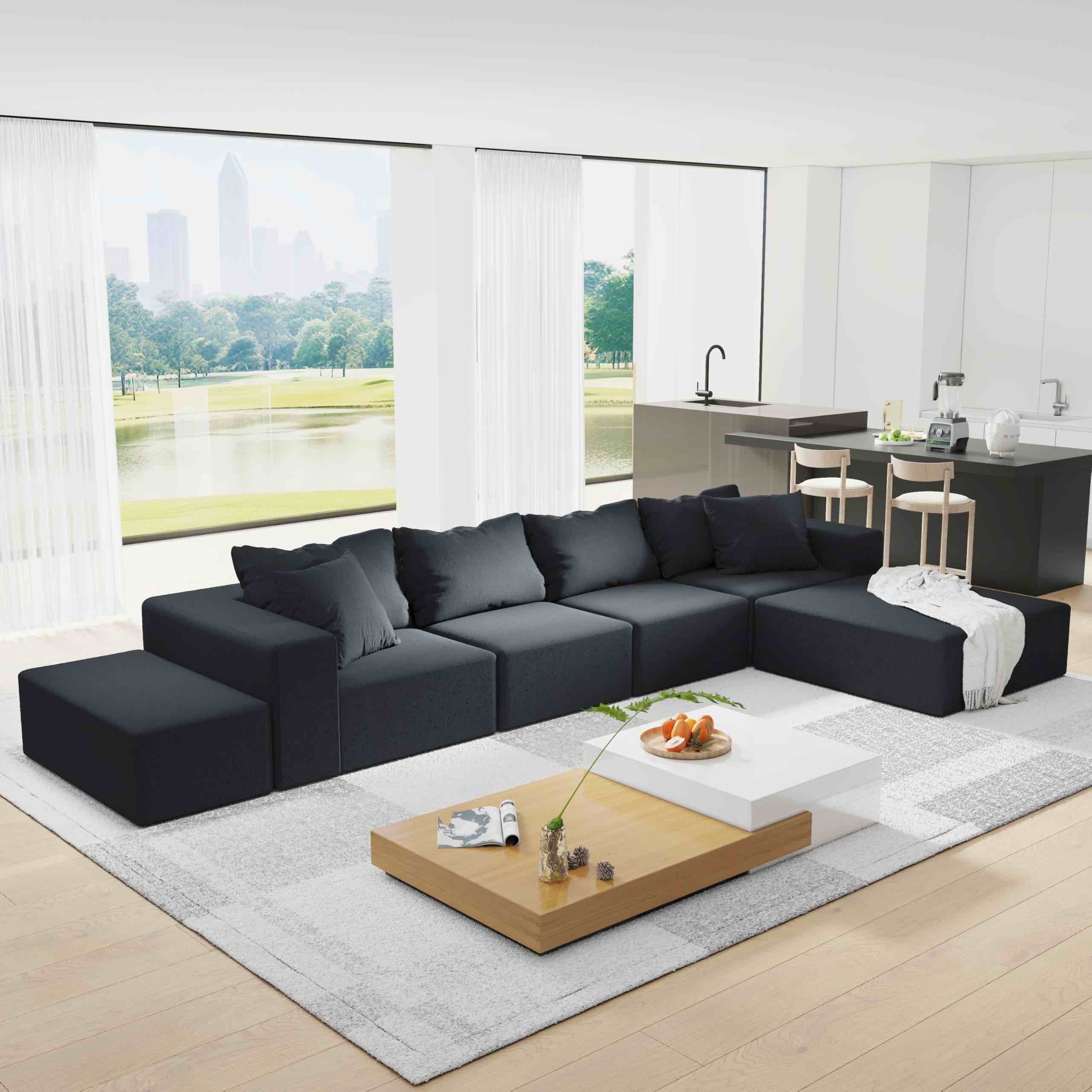 (incomplete)(similar to stock photo)Upholstered Sectional Sofa Couch Set,Modular 132" L Shaped Sectional Living Room Sofa Set with 6 Pillows LQ211 : Home & Kitchen