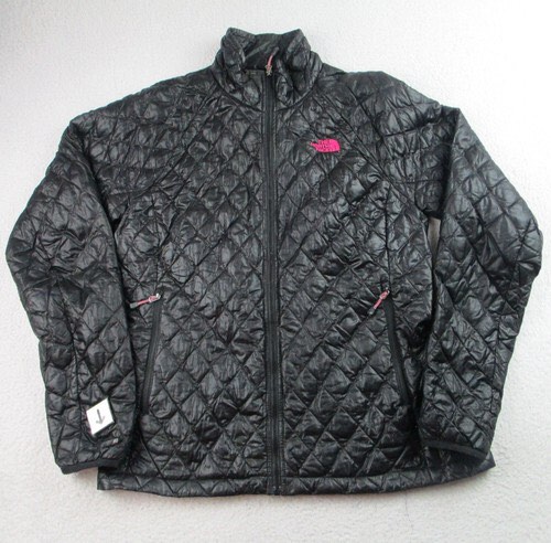 (size S)North Face Thermoball Jacket Womens Black Pink Quilted Insulated F13Q39North
