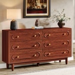 55" Chest of Drawers, Wood 6-Drawer Storage Organizer Dresser