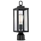 16.5 in. Matte Black 1-Light Exterior Lamp Post Lantern with Clear Glass Shade