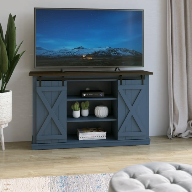 Twin Star Home TV Stand for TVs up to 60" with Sliding Barn Doors
