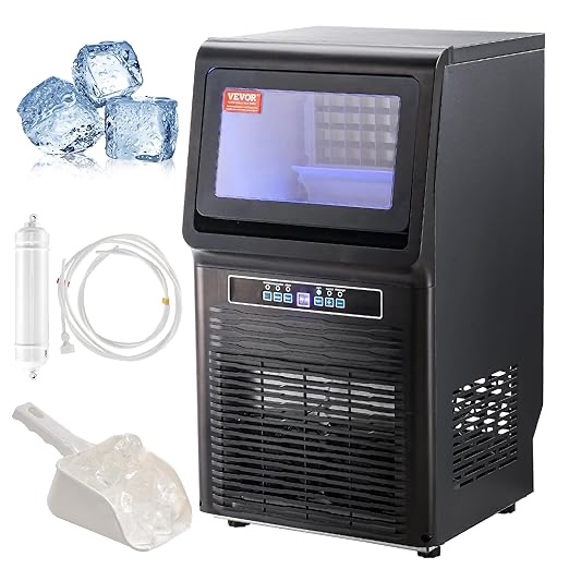 VEVOR Commercial Ice Maker, 70lbs/24H, Ice Maker Machine, 36 Ice Cubes in 12-15 Minutes, Freestanding Cabinet Ice Maker with 12lbs Storage Capacity LED Digital Display, for Bar Home Office Restauran
