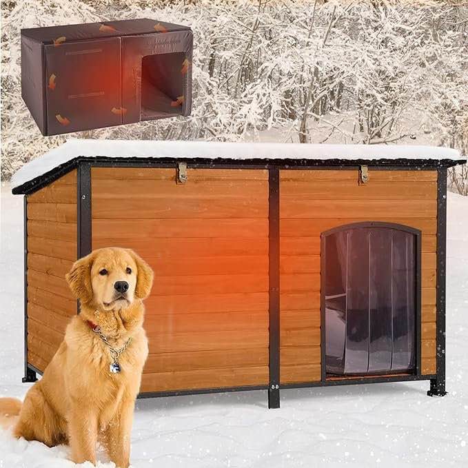 DOUTRE BROWN WOOD INSULATED DOG HOU