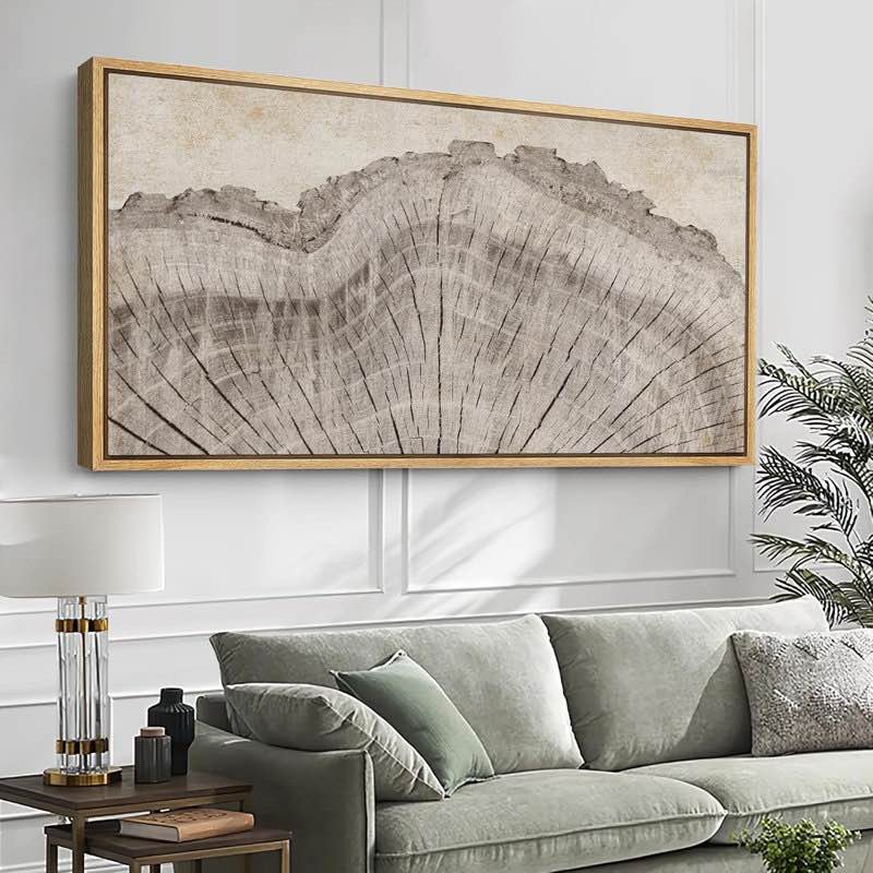 Tree Rings in Neutral Tones Modern Art Extra Large Artwork Print Wall Art