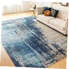 VK VK·LIVING Washable Rug 8x10 Modern Abstract Machine Washable Area Rugs Anti Slip Backing Washable Rugs for Living Room, Bedroom, Home Decor, Blue