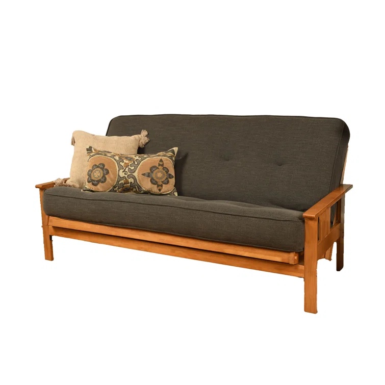 Linen Charcoal Lakel 8" Coil Full Size Futon Mattress, Frame Not Included linen charcoal 