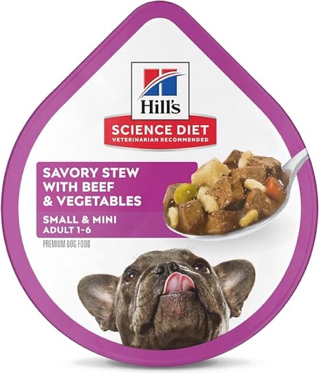 Hill's Science Diet Wet Dog Food, Adult, Small Paws for Small Breeds, Savory Stew Beef & Vegetables, 12-Pack