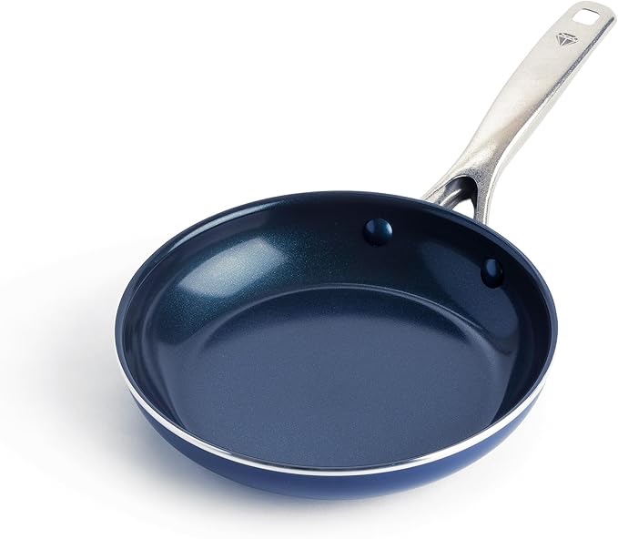 Blue Diamond Cookware Diamond Infused Ceramic Nonstick 8" Frying Pan Skillet, PFAS-Free, Dishwasher Safe, Oven Safe, Blue
