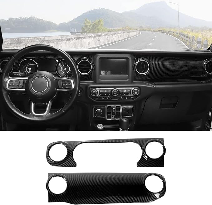 RT-TCZ Carbon Fiber Center Console Trim Cover Dashboard Control Panel Cover Decorative Interior Accessories for Jeep Wrangler JL JLU & Gladiator JT 2018-2023