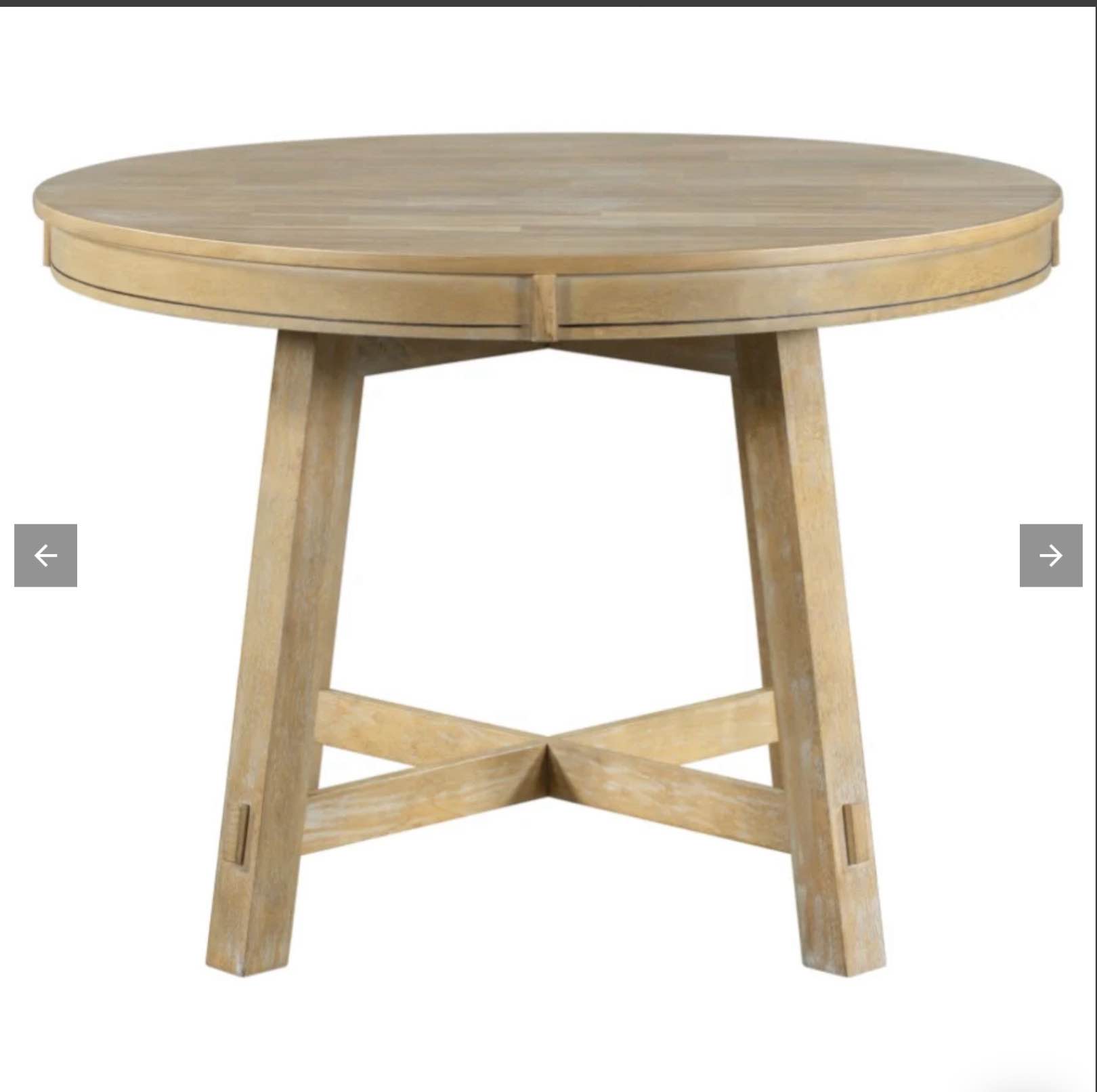 ZNTS TREXM Farmhouse Round Extendable Dining Table with 16" Leaf Wood Kitchen Table WF291263AAE