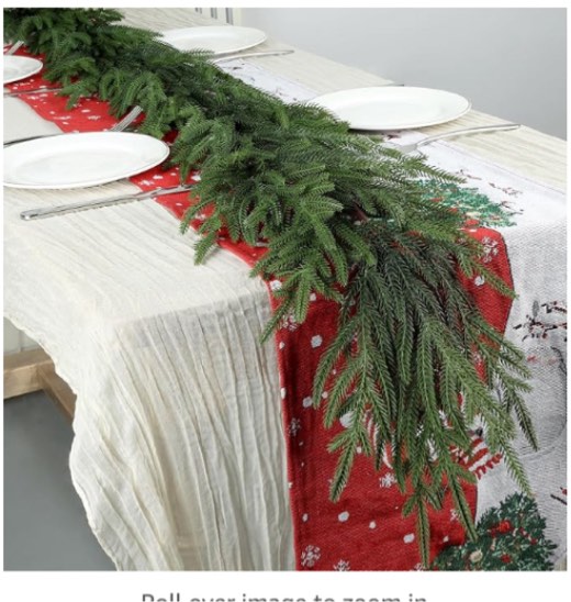 1 Pack Christmas Pine Garland,6 Ft Real Touch Pine Garland,Artificial Christmas Garland Green Pine,Lifelike Foliage Christmas Greenery Garland for Home Decor Fireplace