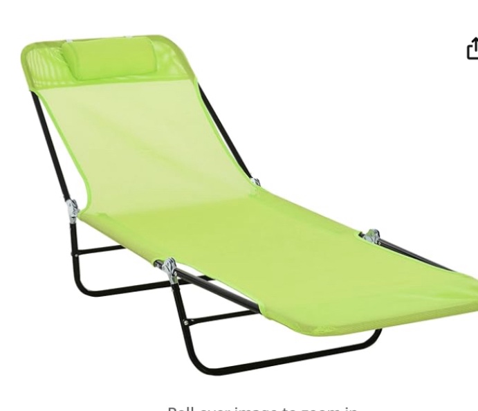 4 Pack Folding Chaise Lounge Chairs Pool Chairs with Pillow Sunbathing Tanning Chair 5 Level Adjustable Backrest Waterproof Breathable Mesh Beach Lounge Chairs for Patio Green Yard( Green