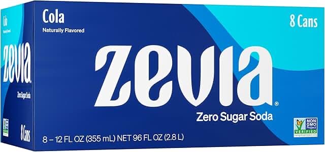 Best by 08/13/25 Zevia Zero Sugar Soda, Cola, 12 Ounce Cans (Pack of 8)