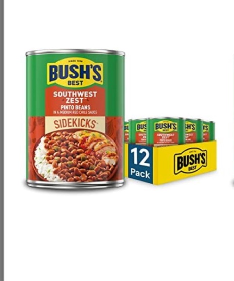 best by OCT/25 Bush's Best 15 oz Southwest Zest Pinto Beans Sidekicks (Pack of 24)