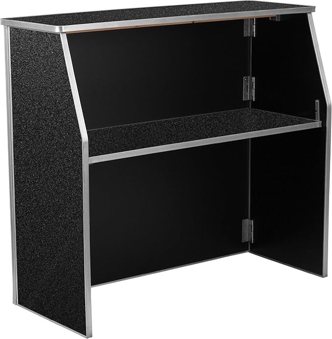 Bukowski 4' Folding Portable Event Bar with Top and Middle Shelves by Flash Furniture