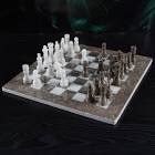 Radicaln Marble Chess Set 15 Inches Grey Oceanic and White Handmade Chess Sets for Adults - Chess Game Set 2 Player -1 Chess Board & 32 Chess Pieces - Board Game