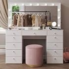 Orla Extra Large Makeup Vanity, Lights, USB & Power Outlet and 11 Drawers