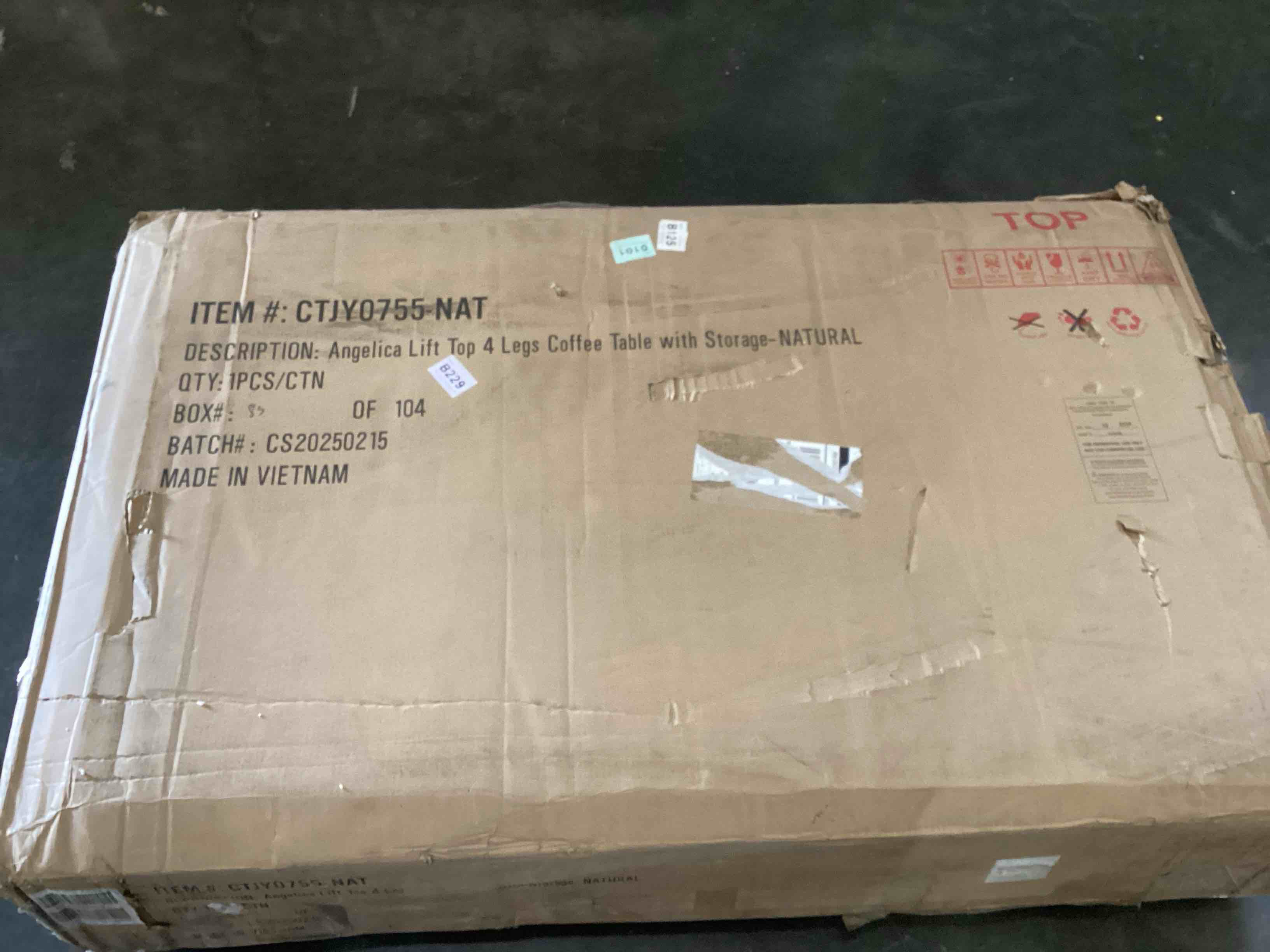 angelica lift top 4 legs coffee table with storage - natural