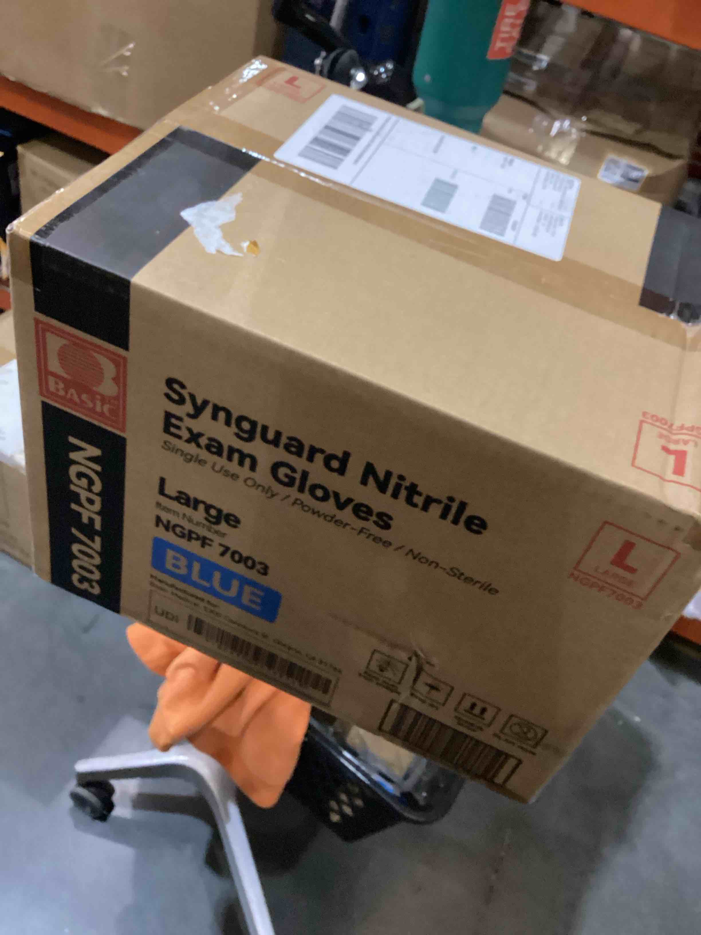 synguard nitrile exam gloves size large 