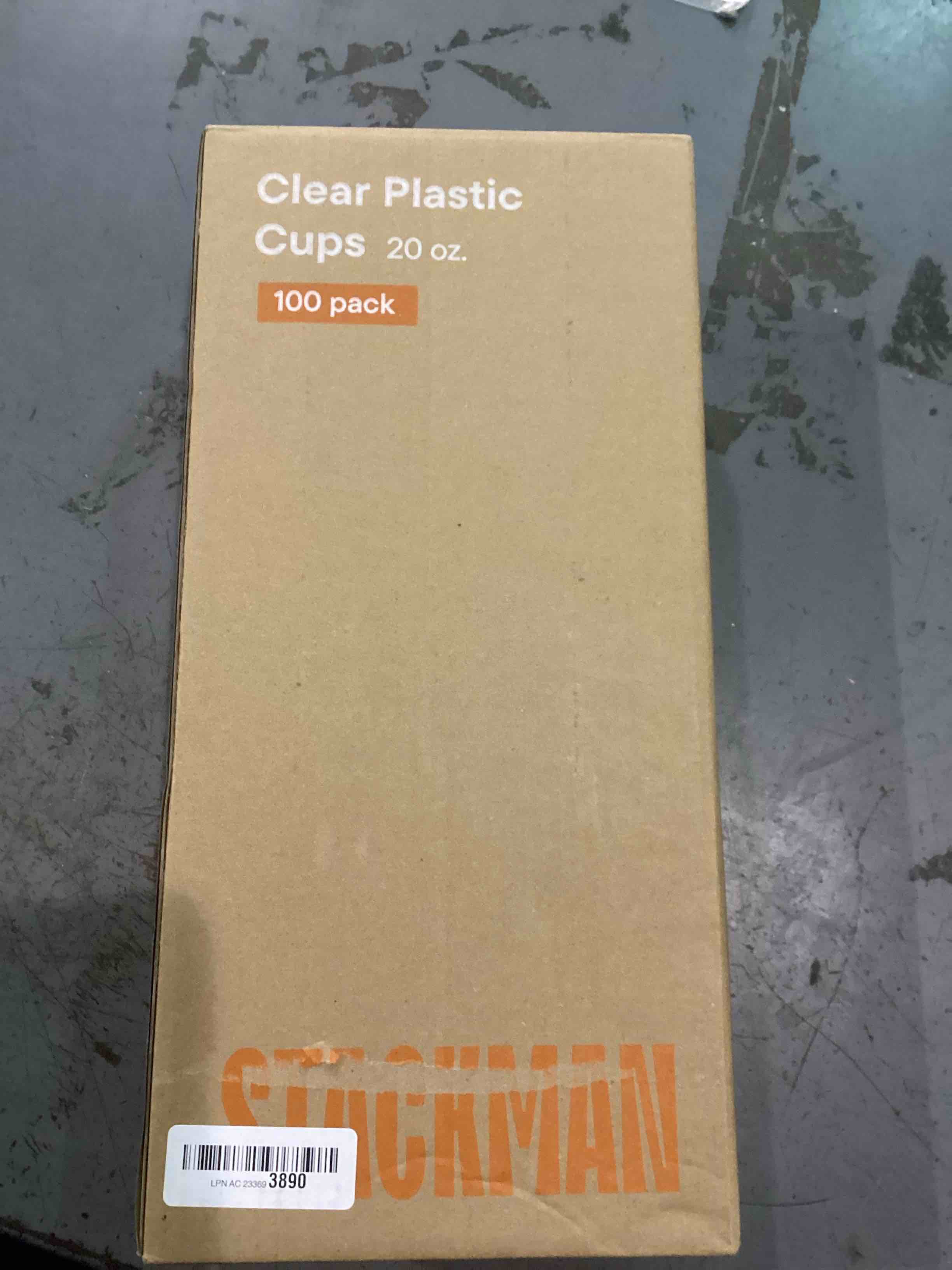 Stack Man [100 Pack - 20 oz.] Clear Disposable Plastic Cups PET Crystal Clear Disposable 20oz Plasti