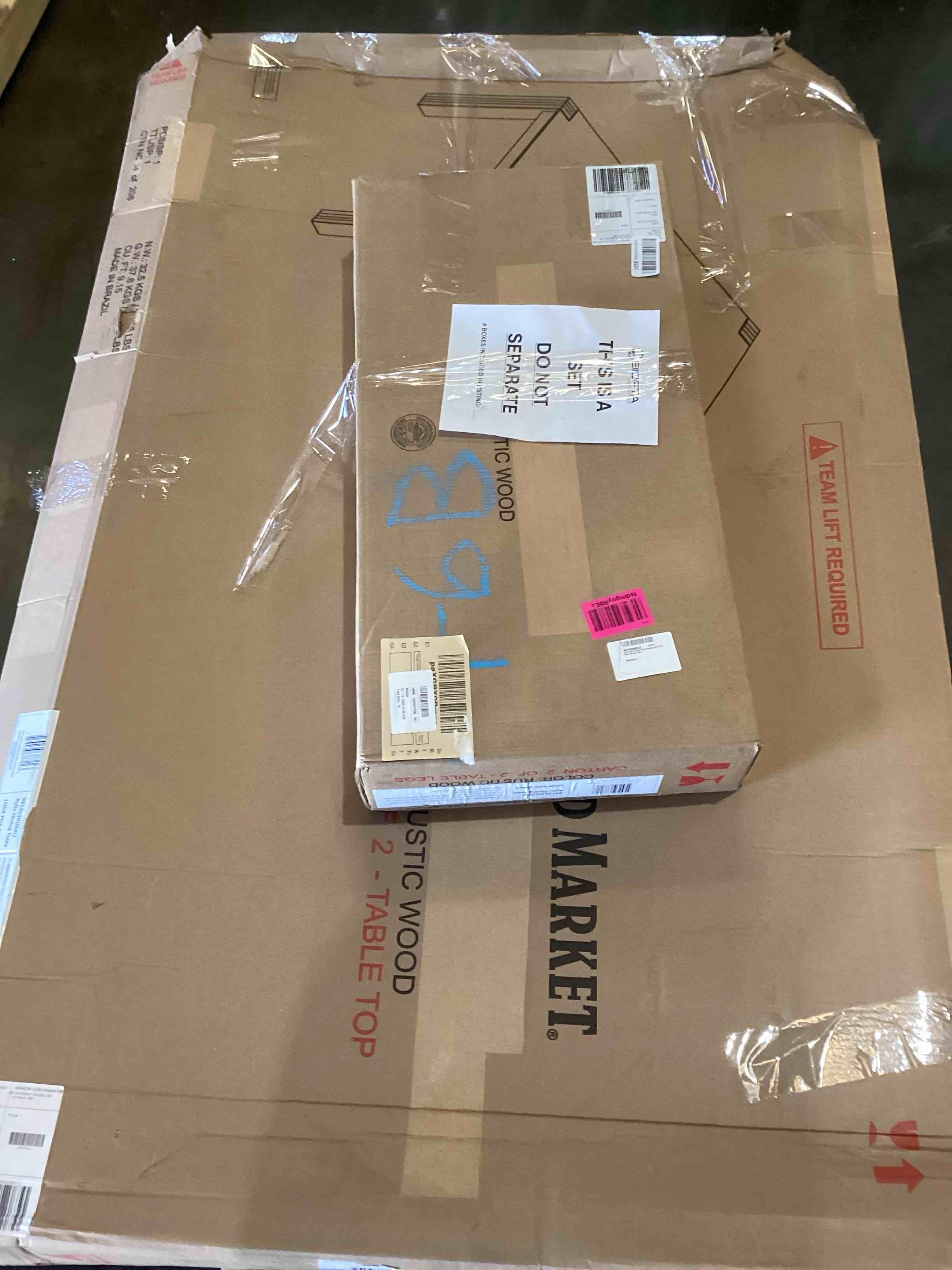 Linon Rylie Natural Wire Brushed Solid Pine Wood Dining Table